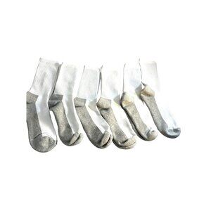 Men’s Crew Socks Lot of 6 Pair White /Gray Size M 8-9.5 Shoe